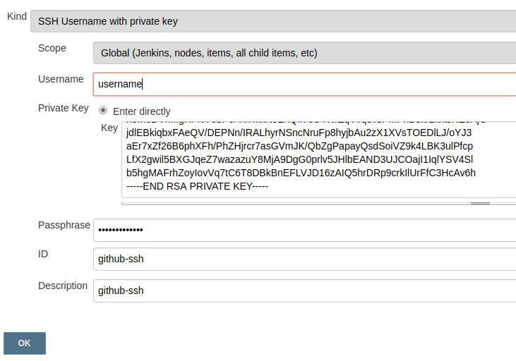 Enter you ssh key details